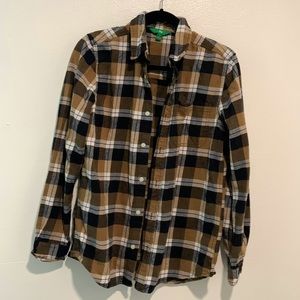Dip brown plaid flannel button-up S